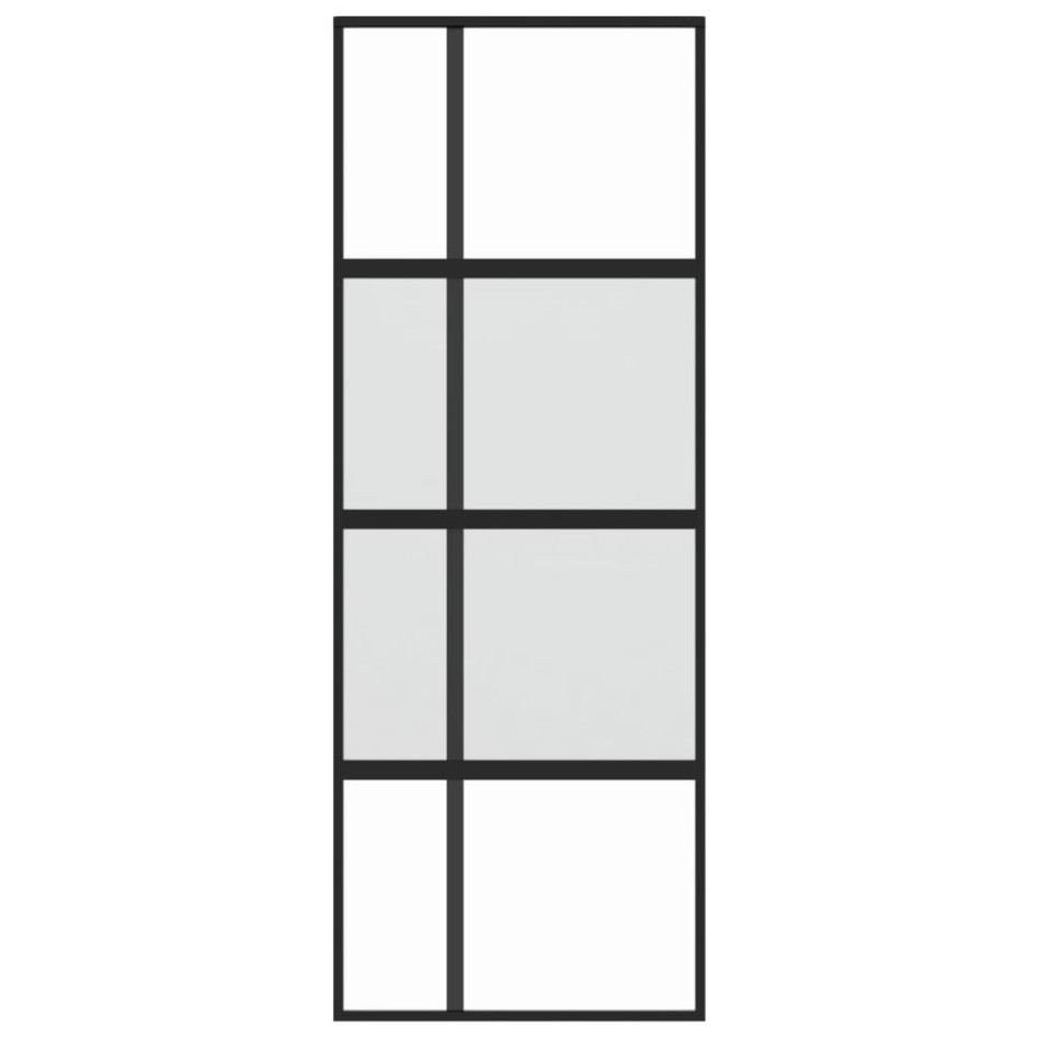 Puerta corredera vidrio templado y aluminio negra 76x205