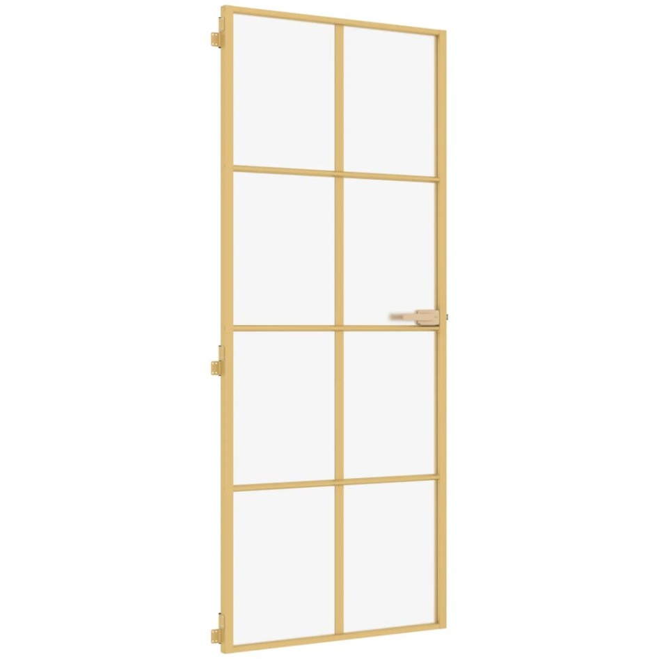 Puerta de interior dorada vidrio templado y aluminio