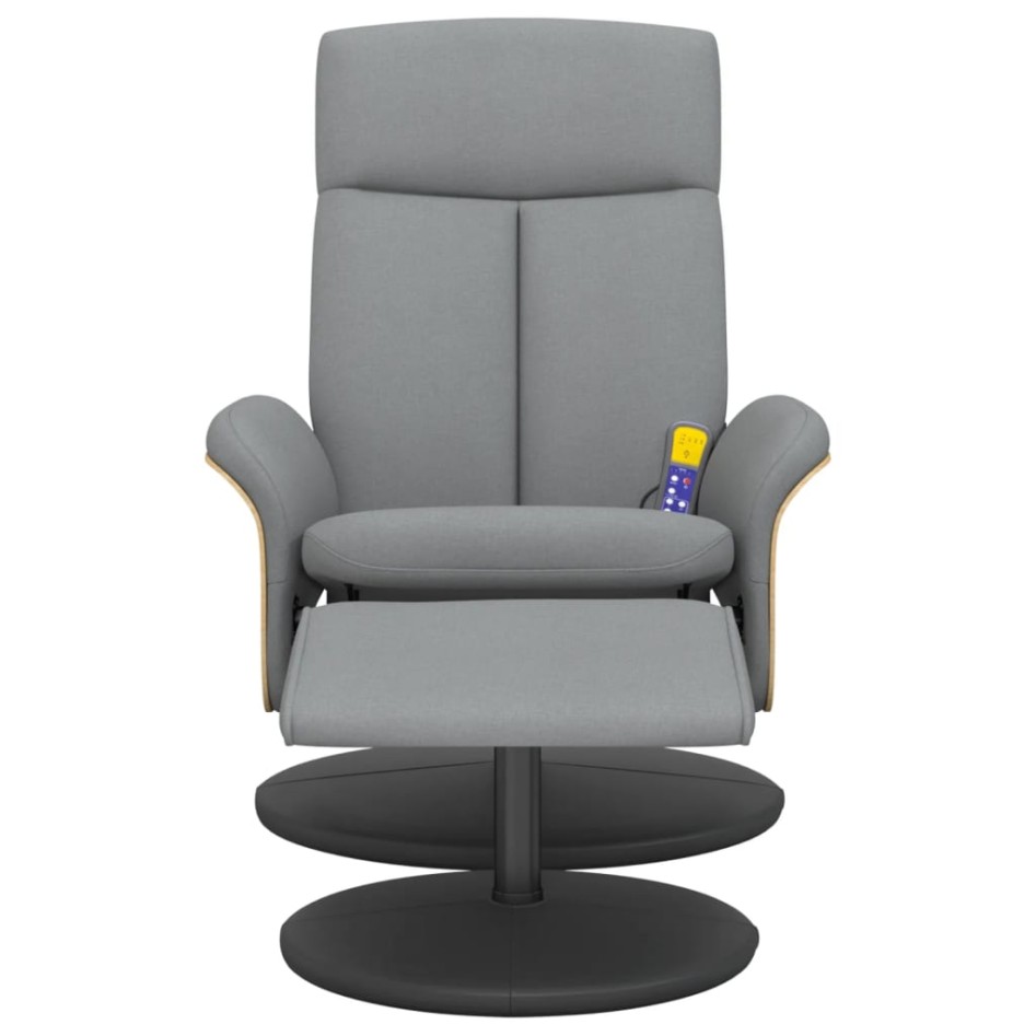 Sillón reclinable de masaje con reposapiés tela gris