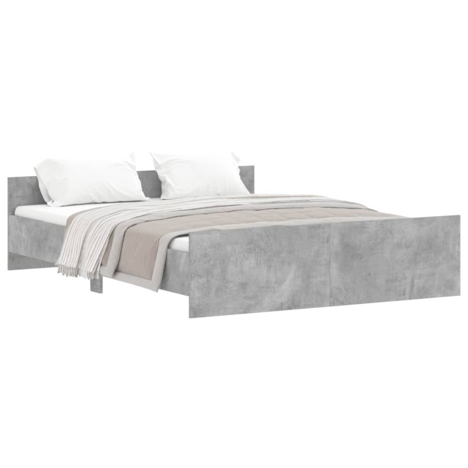 Estructura de cama con cabecero piecero gris hormigón