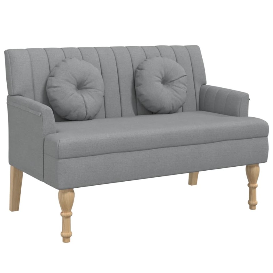 Banco con cojines tela gris claro 113x64,5x75,5