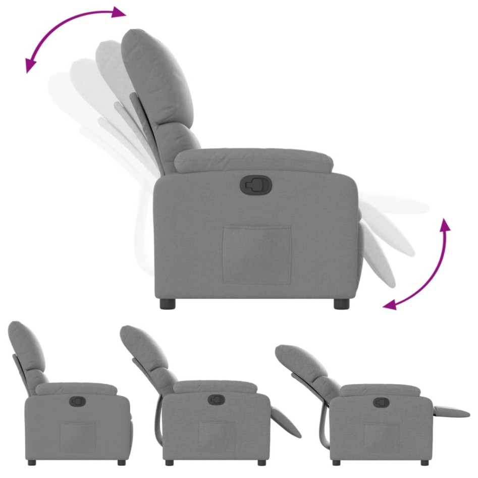 Sillón reclinable de tela gris