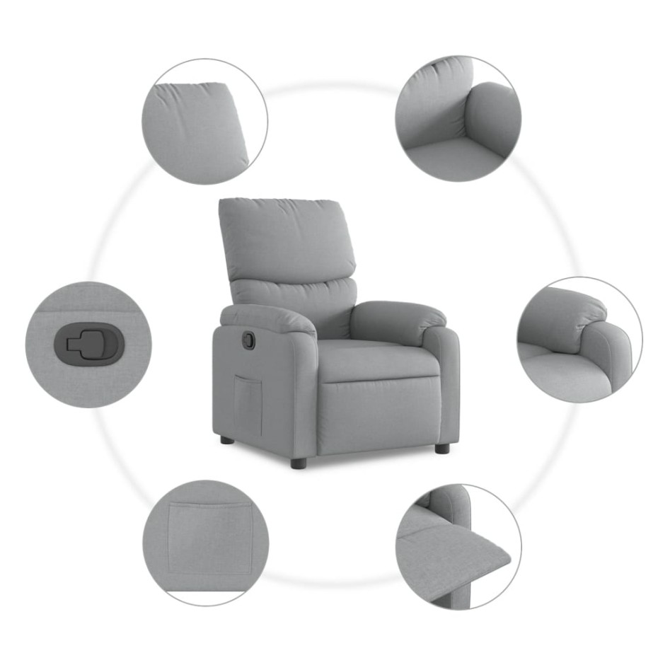 Sillón reclinable de tela gris