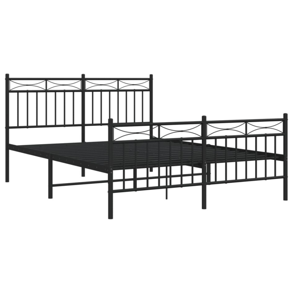 Estructura de cama cabecero y estribo metal negro 140x190