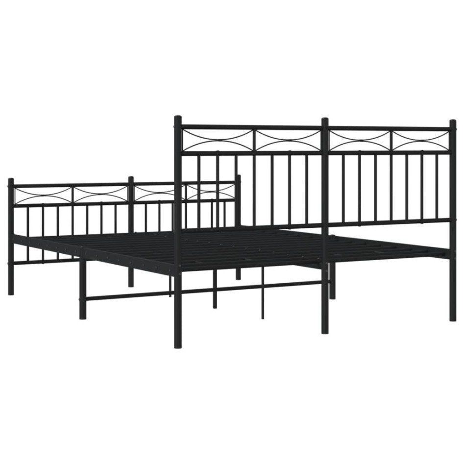 Estructura de cama cabecero y estribo metal negro 140x190