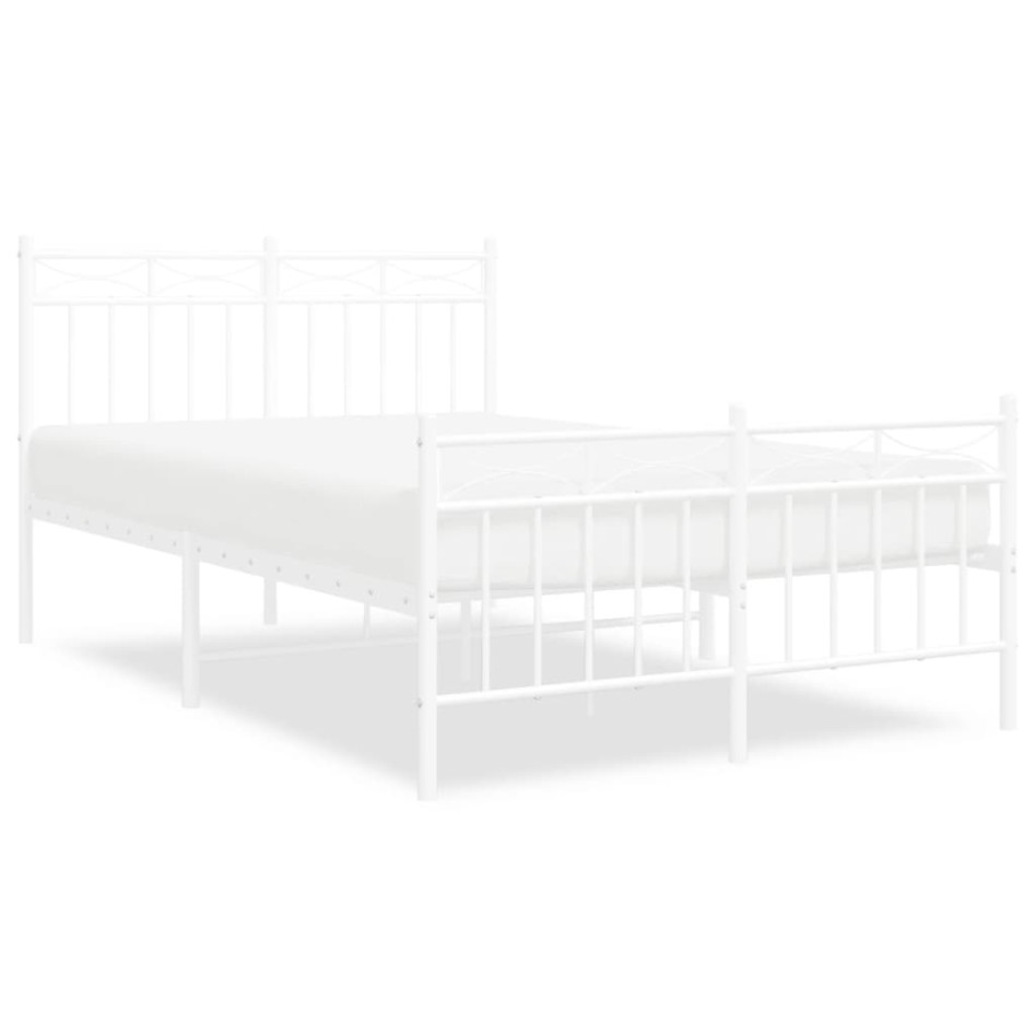 Estructura cama metal con cabecero y estribo blanco 120x200
