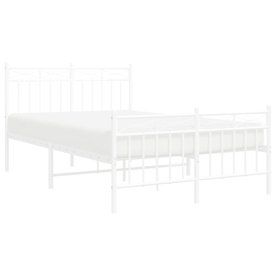 Estructura cama metal con cabecero y estribo blanco 120x200