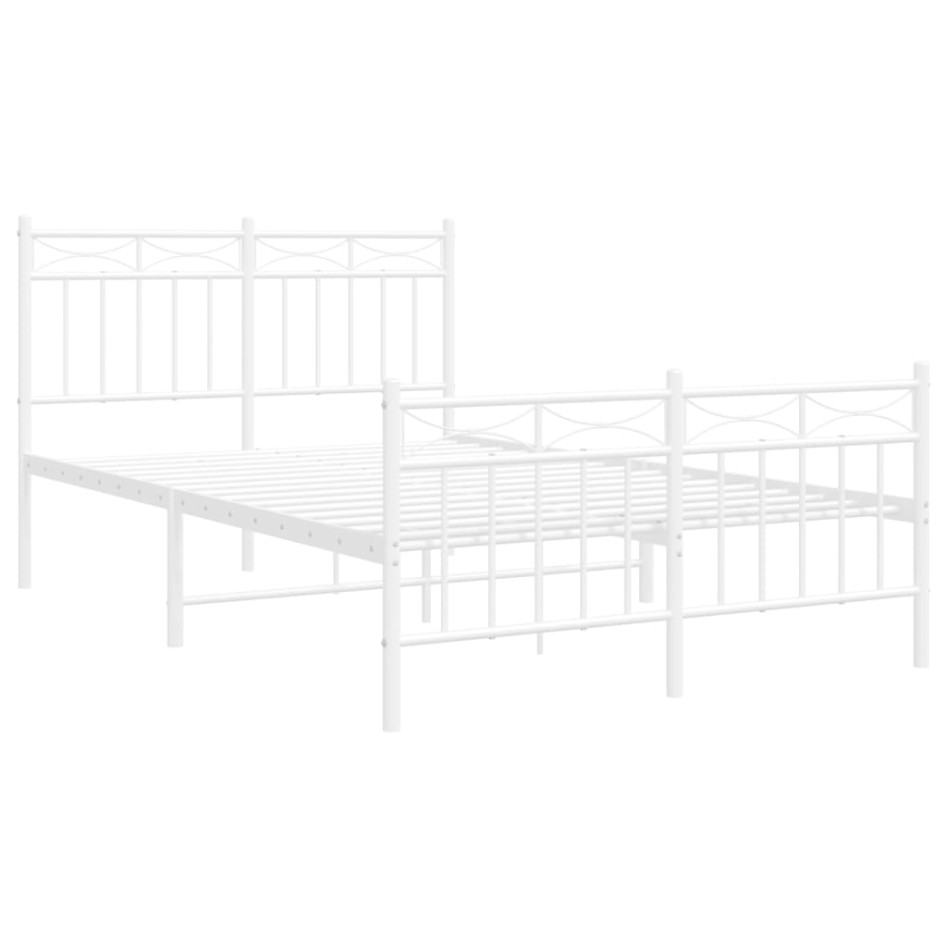 Estructura cama metal con cabecero y estribo blanco 120x200