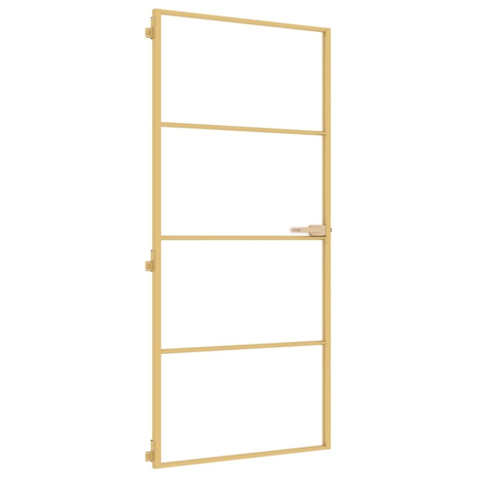 Puerta de interior dorada vidrio templado y aluminio