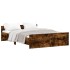 Estructura de cama con cabecero piecero roble ahumado