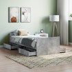 Estructura de cama con cabecero piecero gris hormigón 75x190 cm