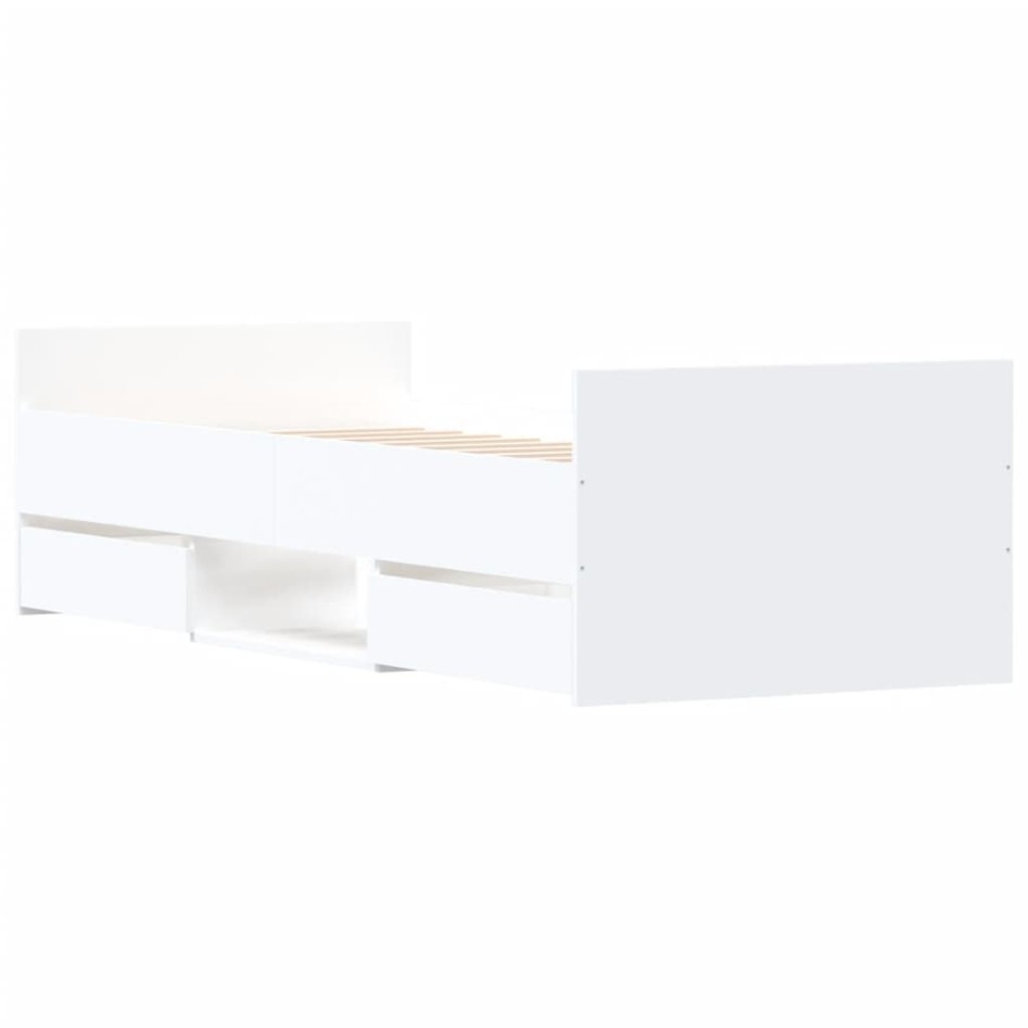 Estructura de cama con cabecero piecero blanca 75x190