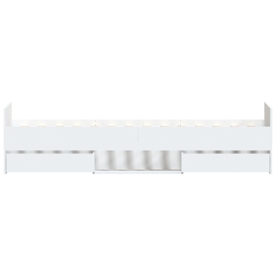 Estructura de cama con cabecero piecero blanca 90x200