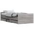 Estructura de cama con cabecero piecero gris Sonoma 90x200