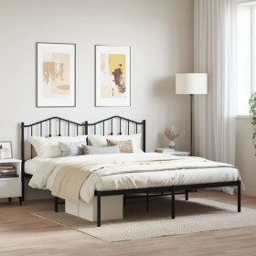 Estructura de cama con cabecero metal negro 183x213