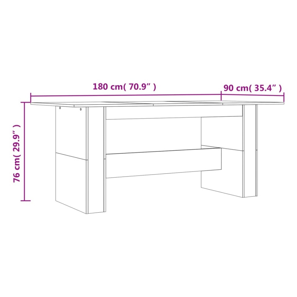 Mesa de comedor madera de ingeniería marrón roble 180x90x76