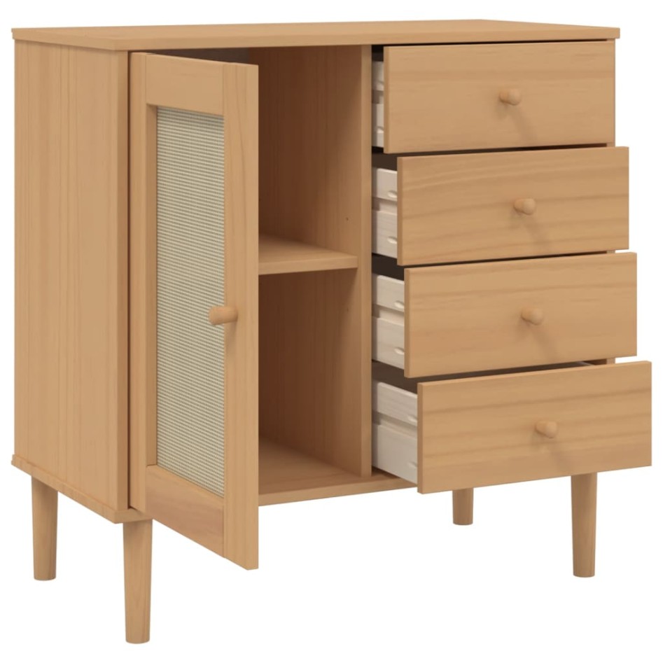 Aparador SENJA aspecto de ratán madera pino marrón 80x40x80