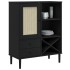 Aparador alto SENJA aspecto de ratán madera negro 90x40x112