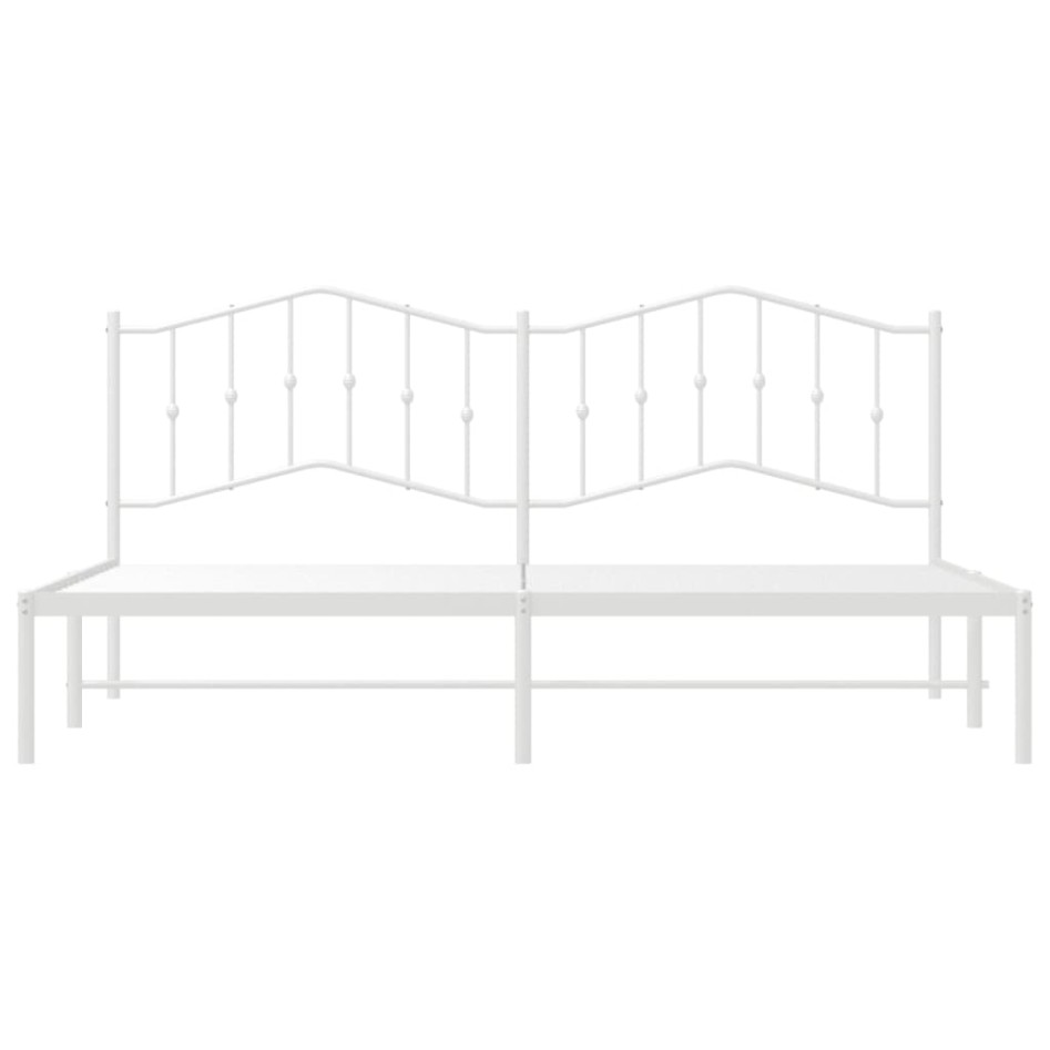 Estructura de cama de metal con cabecero blanco 193x203