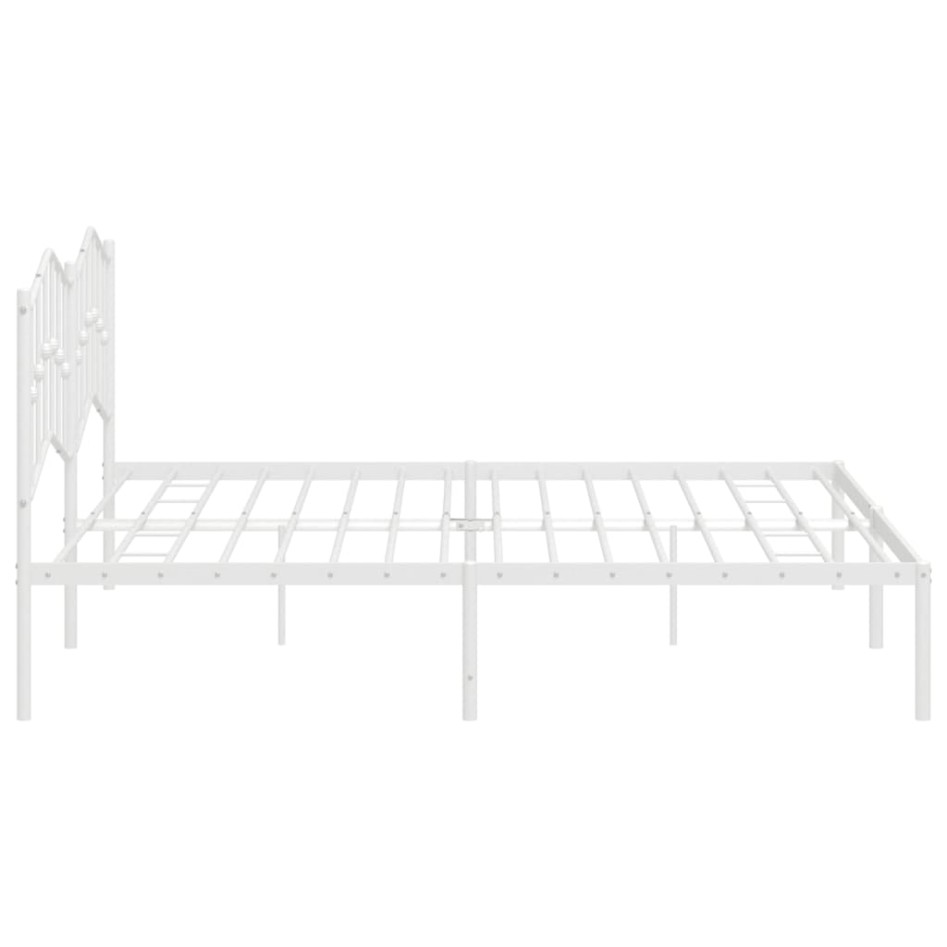 Estructura de cama de metal con cabecero blanco 193x203