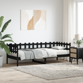 Sofá cama madera maciza de pino negro 90x190