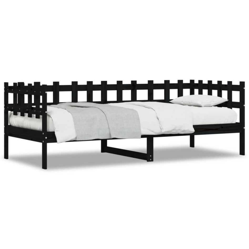 Sofá cama madera maciza de pino negro 90x190