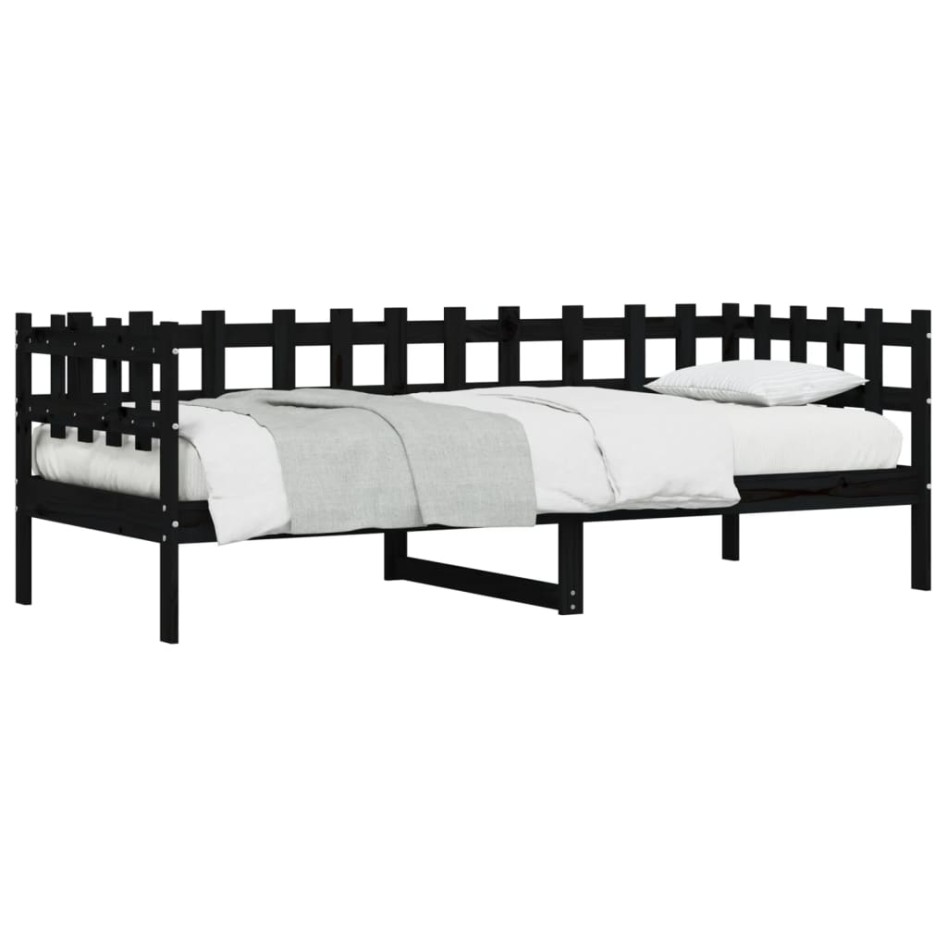 Sofá cama madera maciza de pino negro 90x190