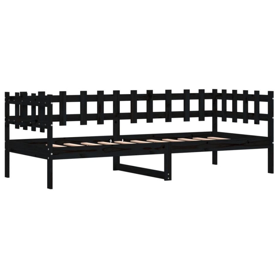 Sofá cama madera maciza de pino negro 90x190