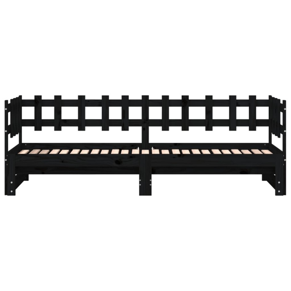 Sofá cama extraíble madera maciza de pino negro 2x(90x200)