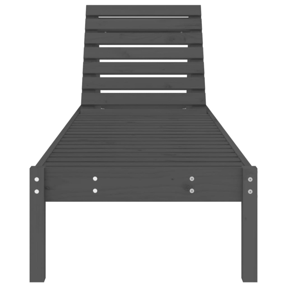 Tumbona madera maciza de pino gris 199,5x60x74