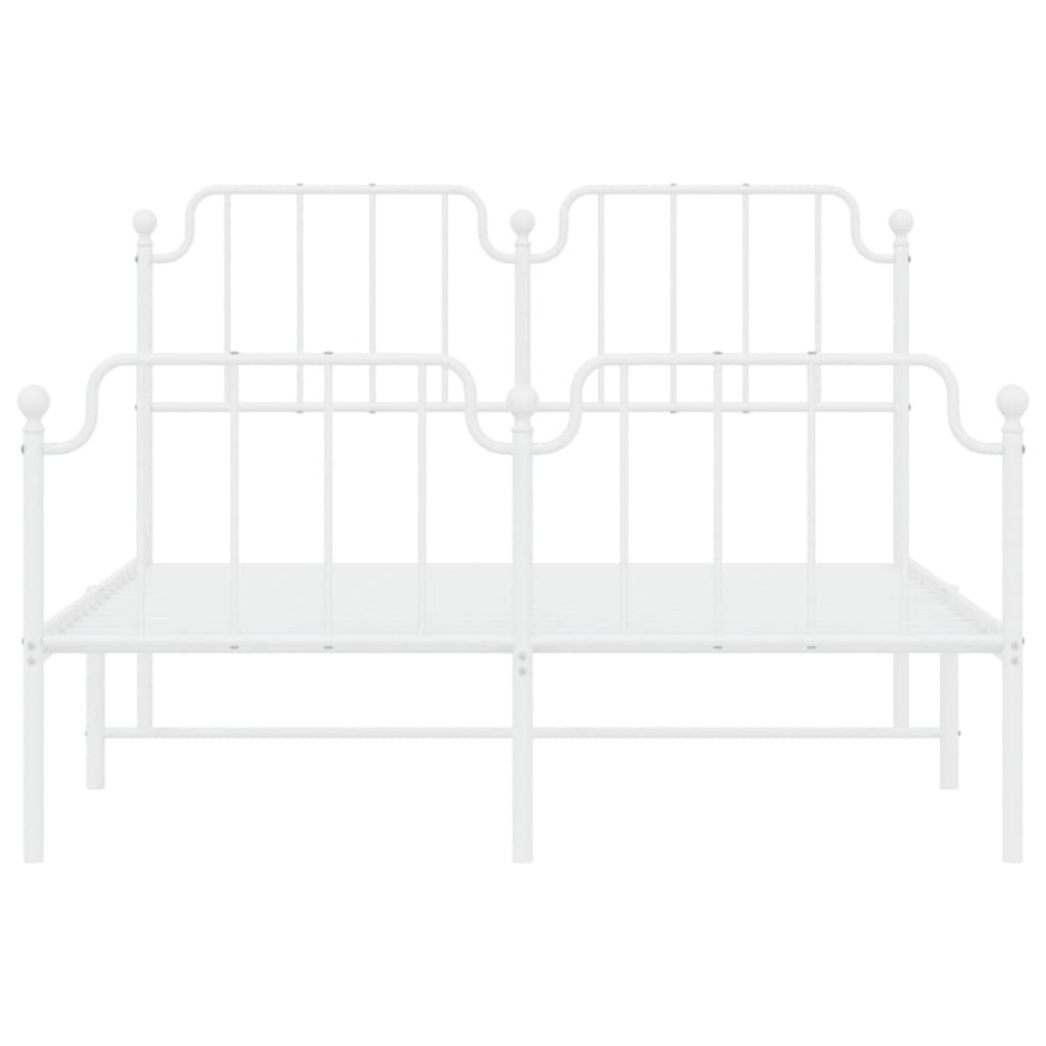 Estructura cama metal con cabecero y estribo blanco 140x200