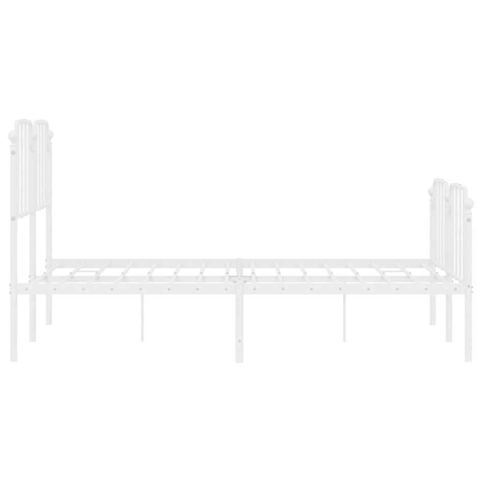 Estructura cama metal con cabecero y estribo blanco 140x200