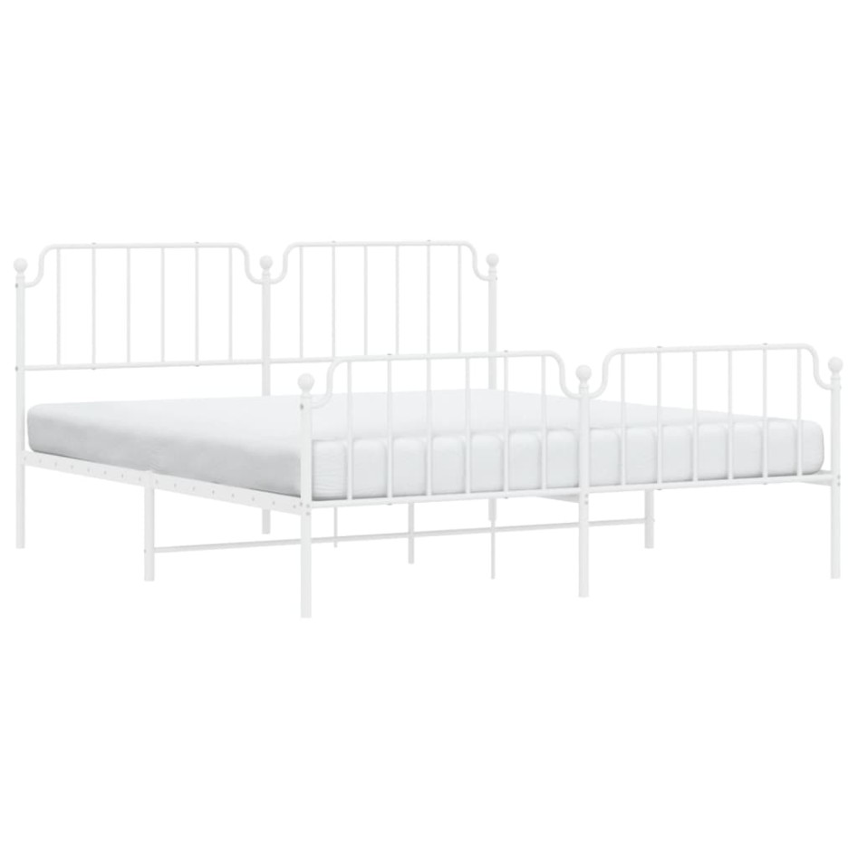 Estructura cama metal con cabecero y estribo blanco 160x200