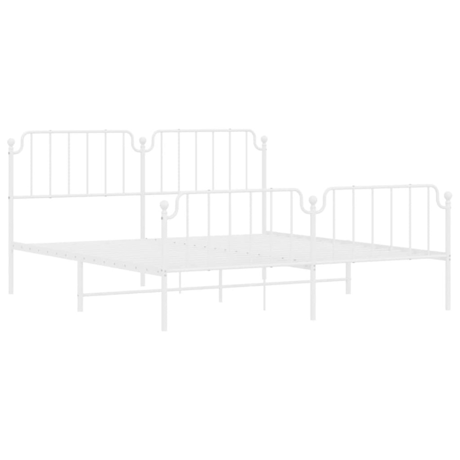 Estructura cama metal con cabecero y estribo blanco 160x200