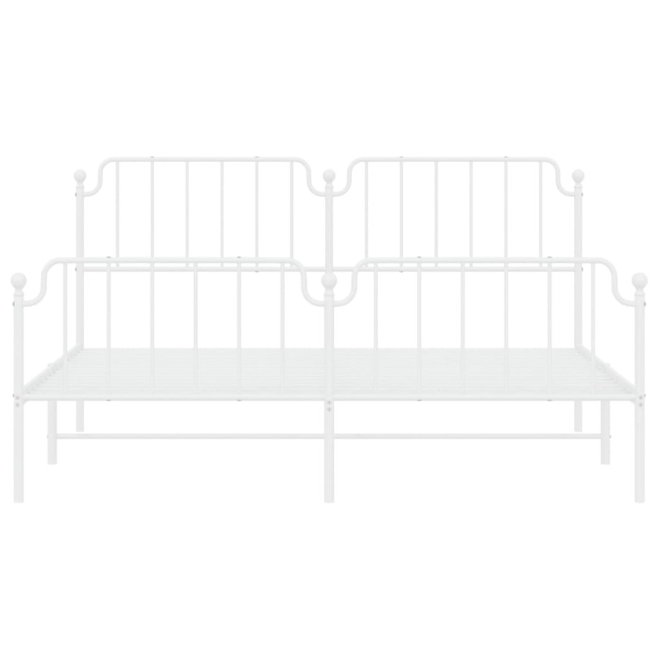 Estructura cama metal con cabecero y estribo blanco 160x200