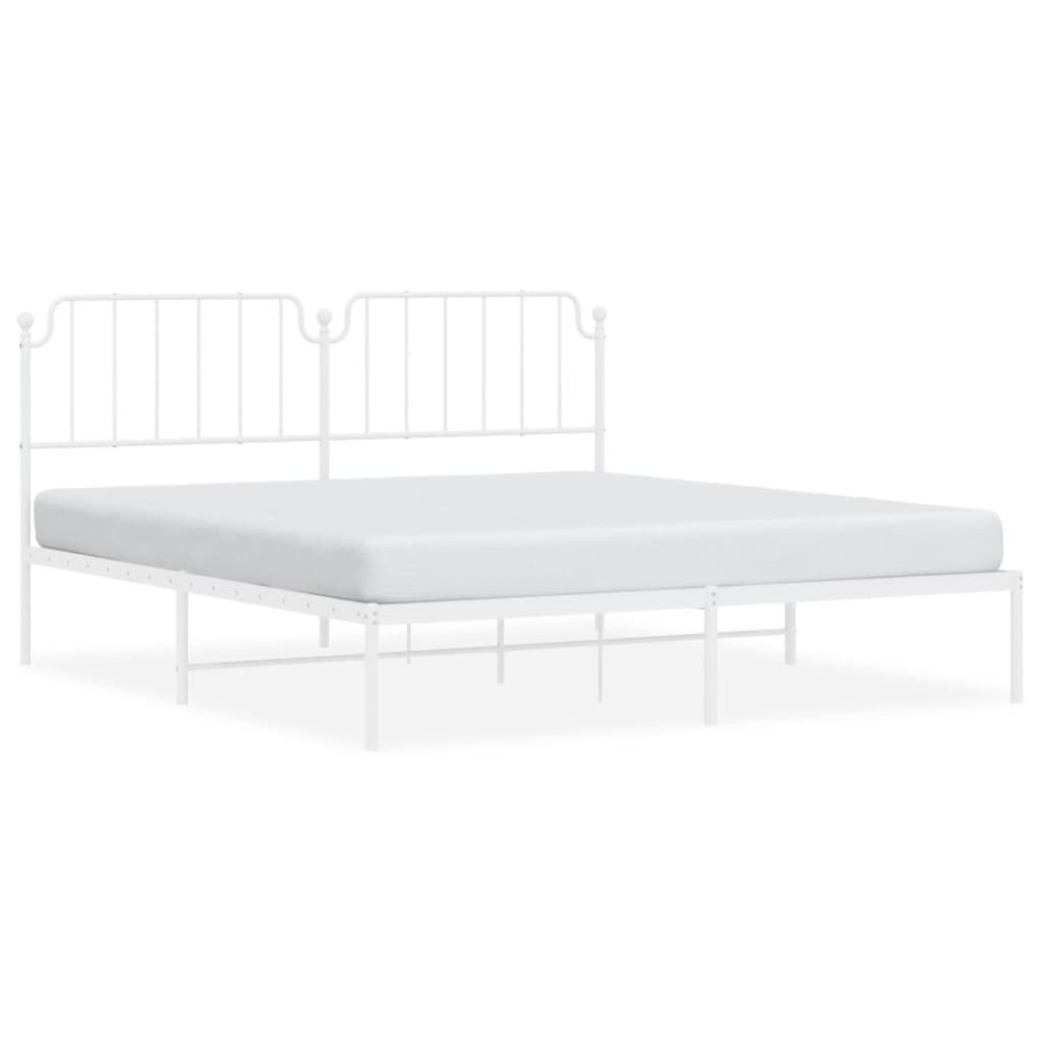 Estructura de cama de metal con cabecero blanco 183x213