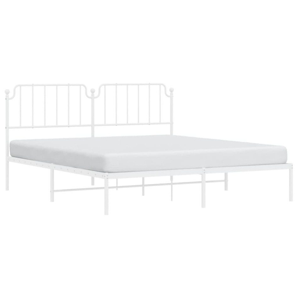 Estructura de cama de metal con cabecero blanco 183x213