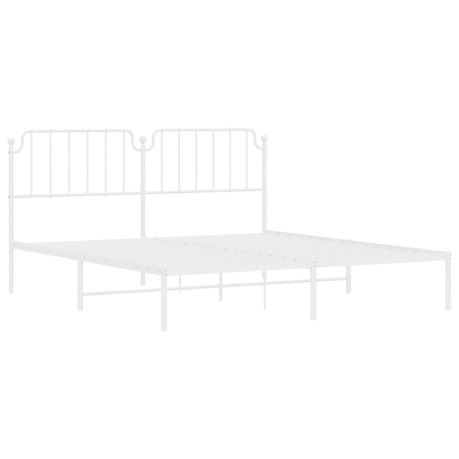 Estructura de cama de metal con cabecero blanco 183x213