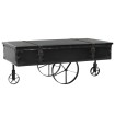 Mesa de centro con ruedas madera ingeniería negro 110x52x43 cm
