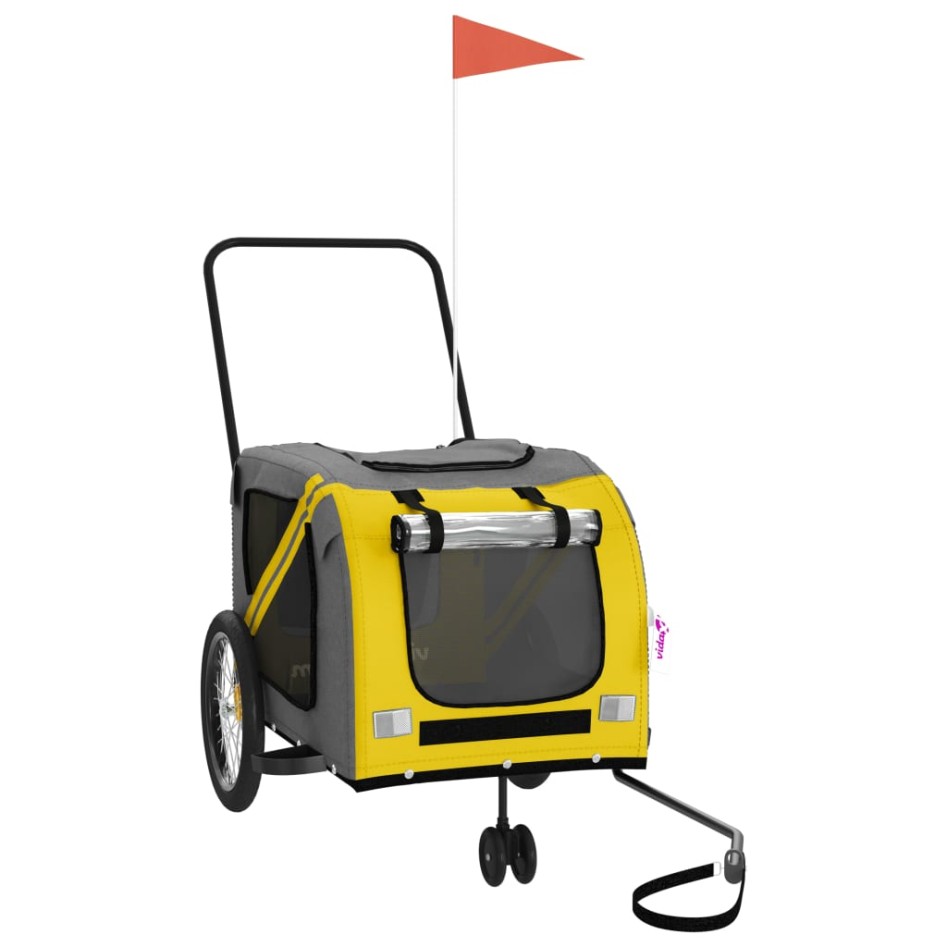 Remolque de bicicleta mascotas hierro tela Oxford amarillo