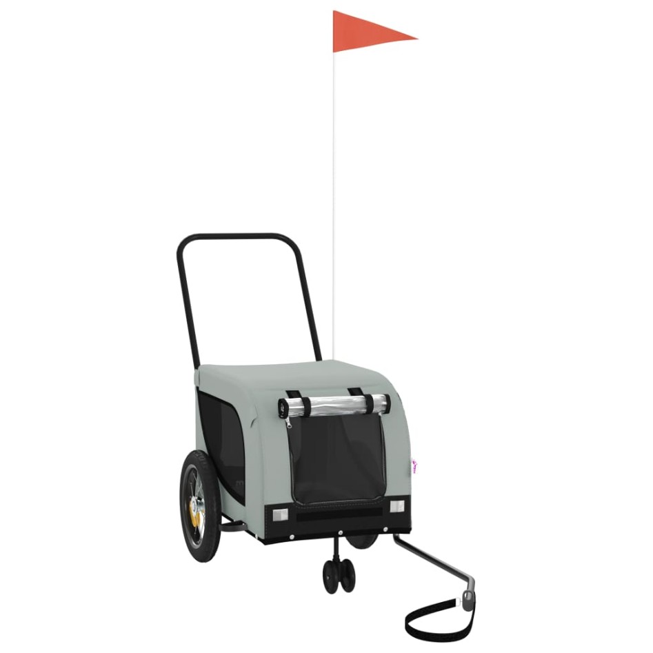 Remolque de bicicleta mascotas hierro tela Oxford gris