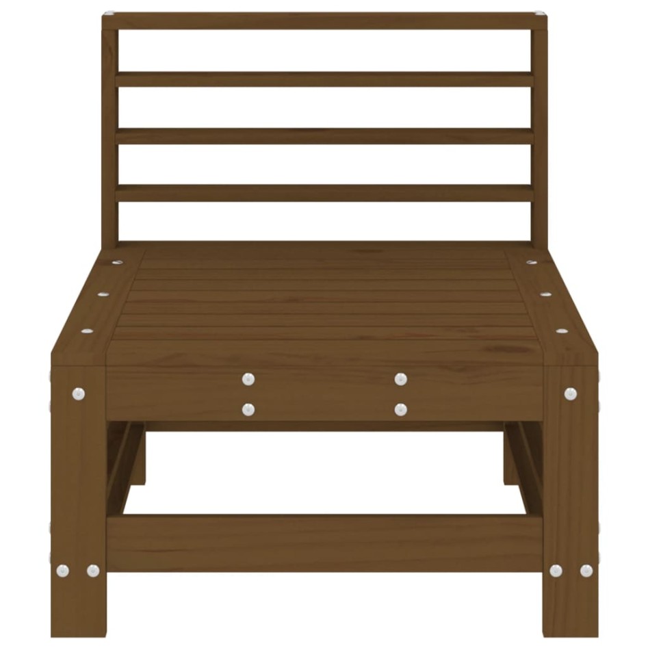 Sofás centrales de jardín 2 uds madera maciza pino marrón