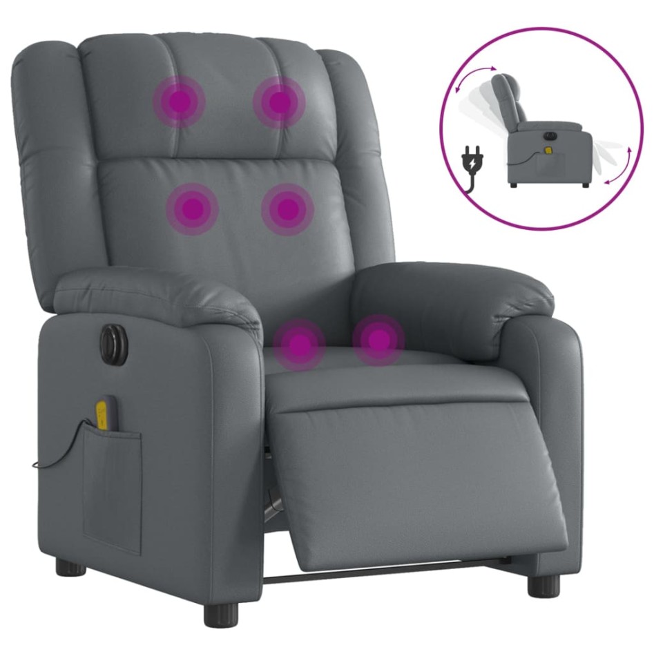 Sillón de masaje reclinable eléctrico cuero sintético