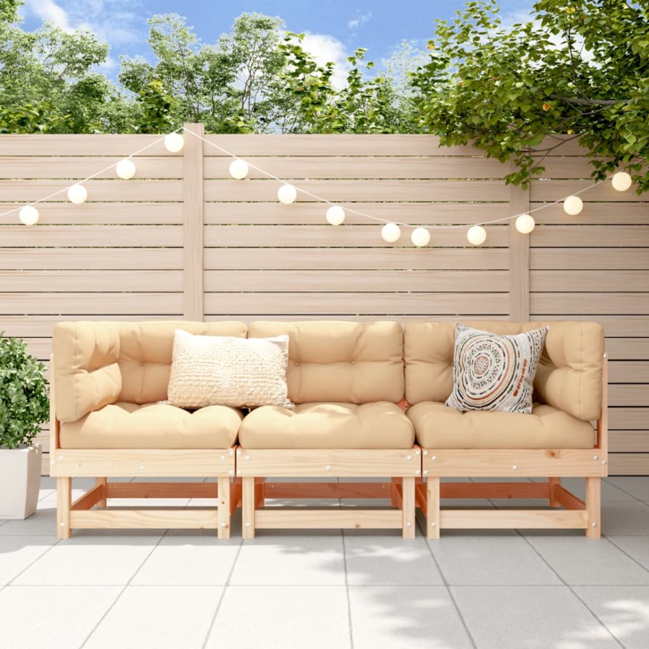 Juego de muebles de jardín 3 piezas madera maciza de