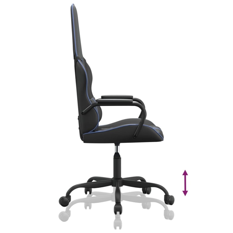 Silla gaming con masaje cuero sintético azul y