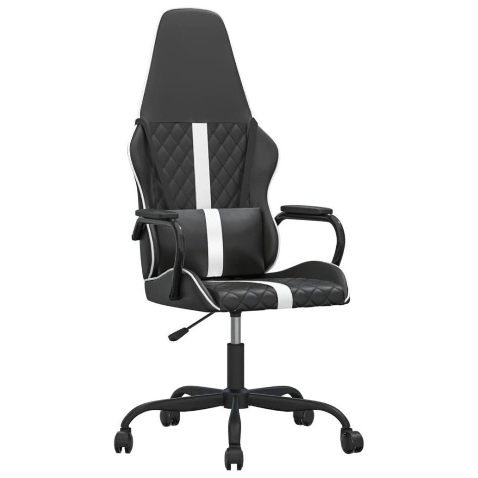 Silla gaming de masaje cuero sintético blanco y