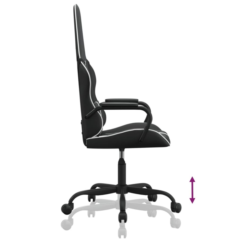 Silla gaming de masaje cuero sintético blanco y