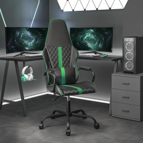 Silla gaming con masaje cuero sintético verde y