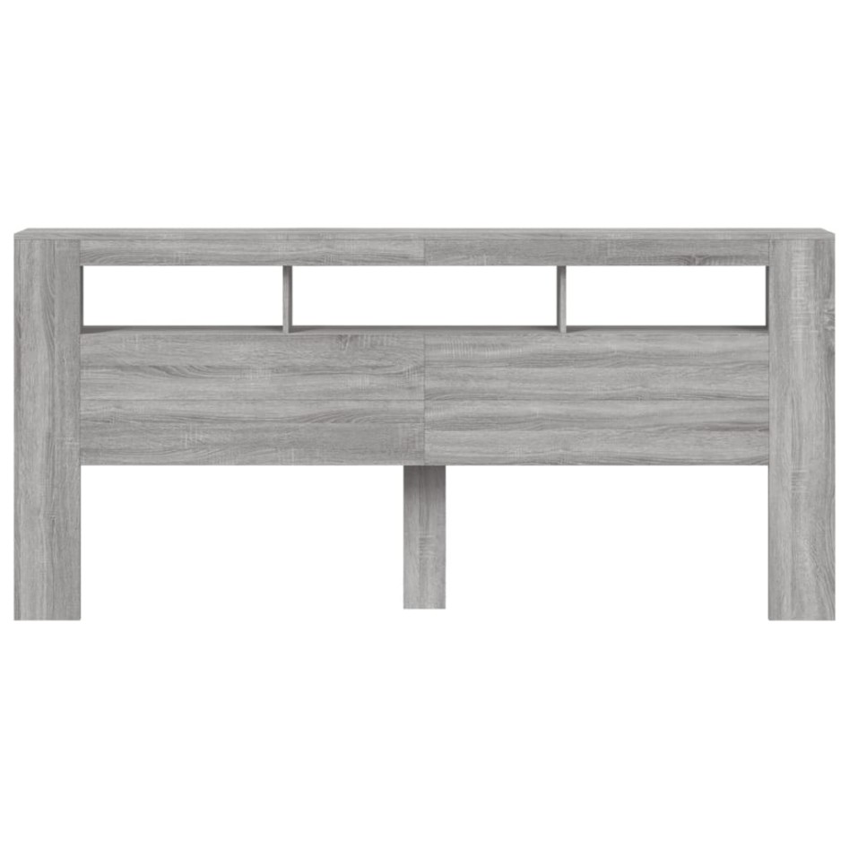 Cabecero LED madera ingeniería gris Sonoma 220x18,5x103,5