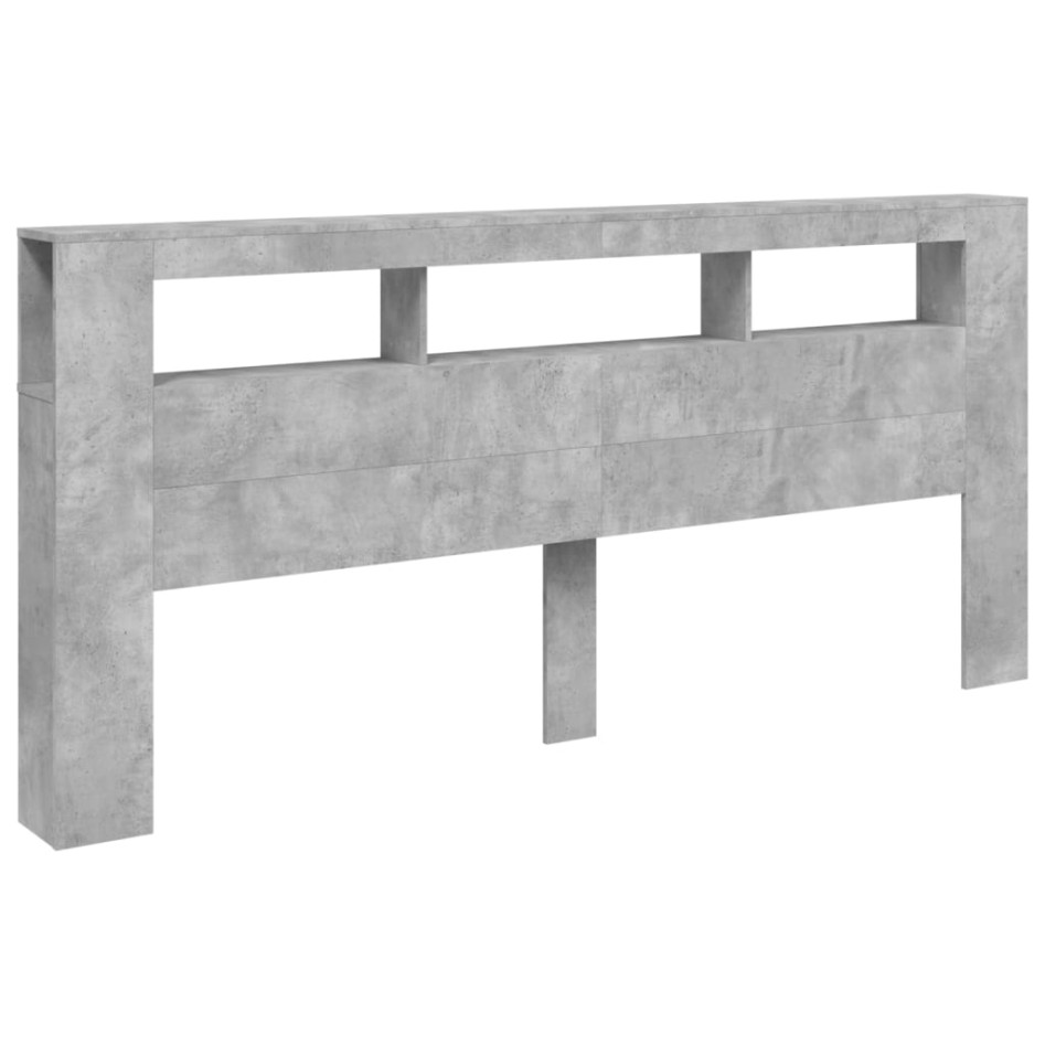 Cabecero LED madera ingeniería gris hormigón 220x18,5x103,5